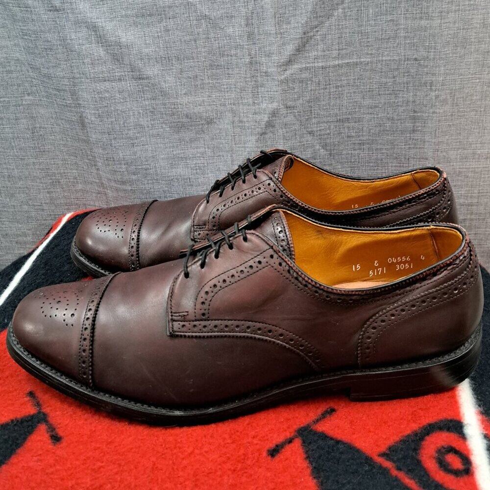 %Size 15 Men Allen Edmonds Lexington Oxfords Dress Shoes Brown Leather / D3